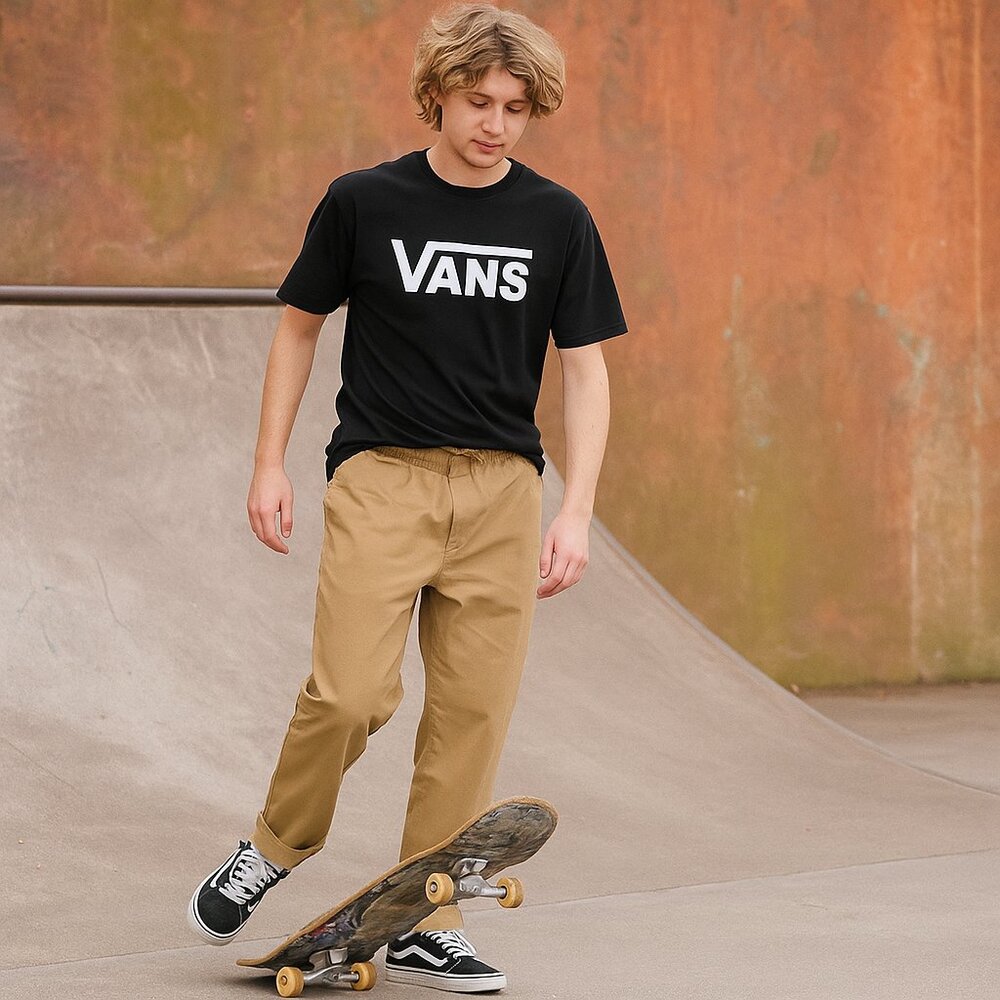 Vans Range Elastic Relaxed Fit Drawstring Skater Khaki Pants Men’s sz. Large NWT